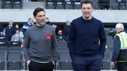 Herthas Sportdirektor Benjamin Weber (rechts) hat mit der Verpflichtung von Trainer Stefan Leitl eine gute Entscheidung getroffen.