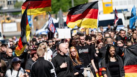 Die Teilnehmer des Aufmarsches kamen vorwiegend aus der rechten Szene.