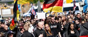 Die Teilnehmer des Aufmarsches kamen vorwiegend aus der rechten Szene.
