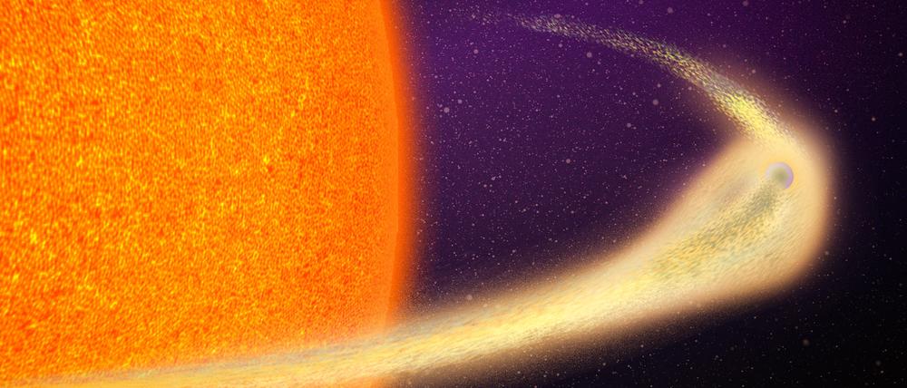 Astronomen haben einen Exoplaneten entdeckt, der wie ein Komet einen Schweif hinter sich herzieht und sich langsam auflöst.