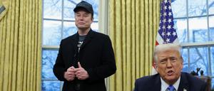 US-Präsident Donald Trump spricht neben Elon Musk (Symbolbild).