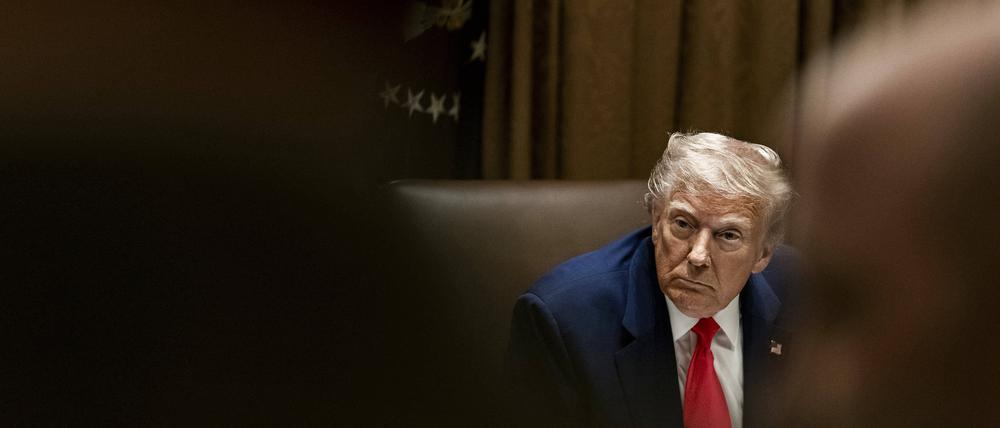 US-Präsident Donald Trump während einer Kabinettssitzung Mitte April. Seine Regierung sucht nach dem Gerichtsurteil nach neuen Wegen für seine Zölle.