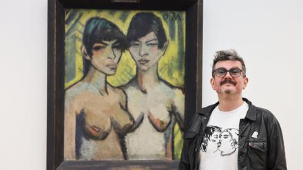 Der französische Zeichner Luz am Montag bei der Vorstellung seines Comics „Zwei weibliche Halbakte“ vor dem gleichnamigen Bild im Museum Ludwig. 