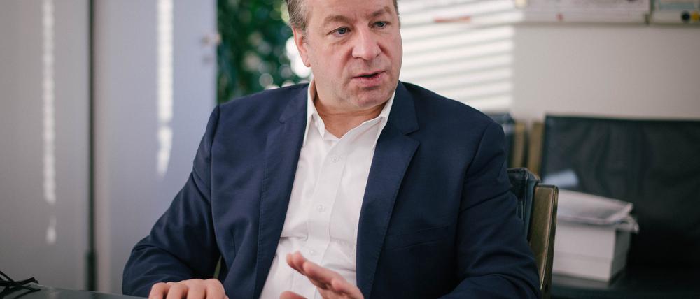 Frank Balzer, noch als Reinickendorfer Bezirksbürgermeister, bei einem Gespräch im Jahr 2017.