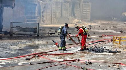Der Hafen Schahid Radschai nach der verheerenden Explosion am Samstag im Iran.