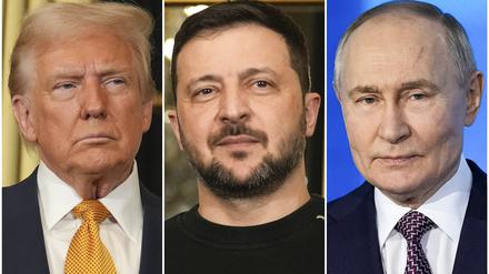 US-Präsident Donald Trump, der ukrainische Staatschef Wolodymyr Selenskyj und Kremlchef Wladimir Putin