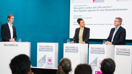 v.l.n.r.: Göpel, Tagesspiegel, Adjei, gematik, Ballast, TK