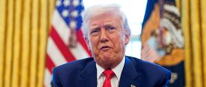 US-Präsident Donald Trump spricht, während er im Oval Office sitzt (Symbolbild).