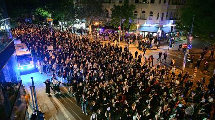 Demozug von „Take back the Night“ im Bezirk Friedrichshain. Laut Polizei war es seit Jahren nicht so ruhig in einer Walpurgisnacht. 