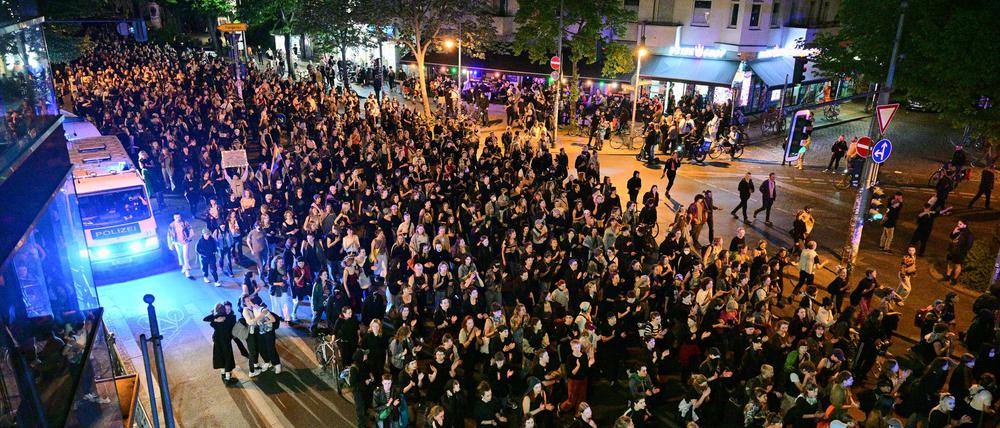 Demozug von „Take back the Night“ im Bezirk Friedrichshain. Laut Polizei war es seit Jahren nicht so ruhig in einer Walpurgisnacht. 