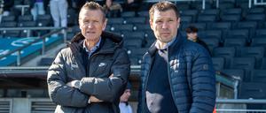 Wer wird bei Hertha BSC Nachfolger von Tom Herrich (links) und damit künftig der Chef von Sportdirektor Benjamin Weber?