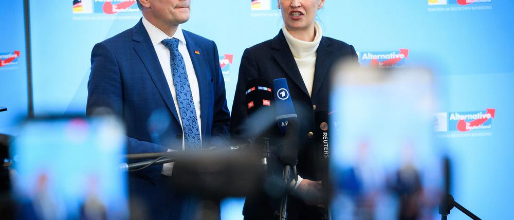 Alice Weidel und Tino Chrupalla stehen gemeinsam an der Spitze von Partei und Fraktion. (Archivfoto)