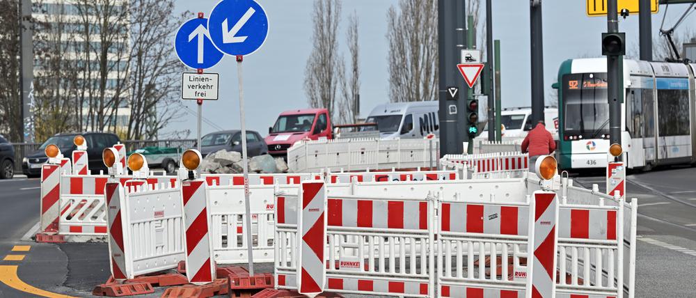 Die Dauerbaustelle am Leipziger Dreieck.