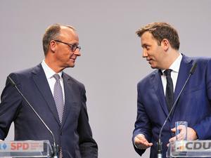 Friedrich Merz, CDU-Bundesvorsitzender, und Lars Klingbeil, SPD-Chef. 