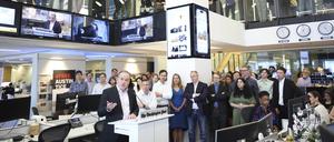 Der Chefredakteur der „Washington Post“, Matt Murray, spricht nach der Verleihung der Pulitzer-Preise in der Redaktion. 