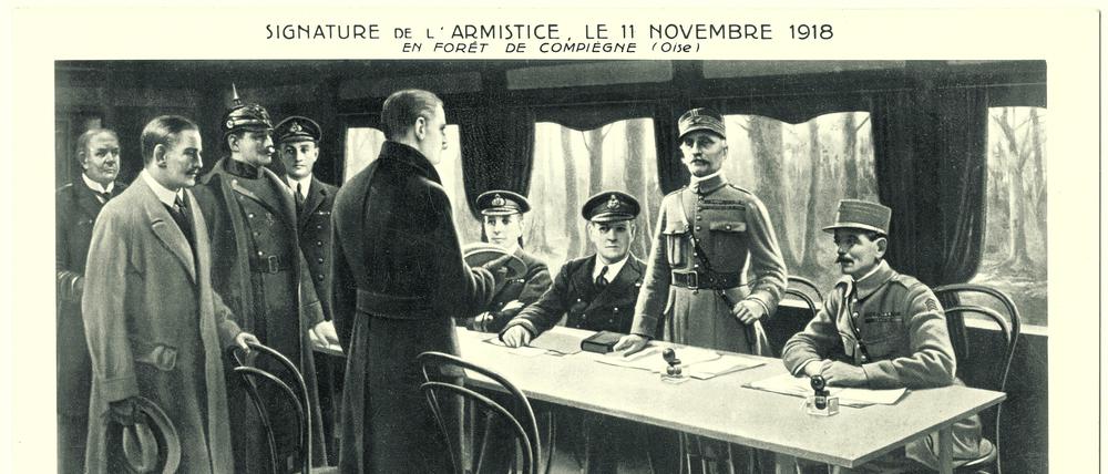 Waffenstillstand zwischen Deutschland und den Alliierten im Wald von Compiègne am 11. November 1918