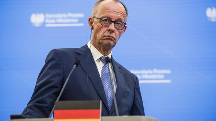 Friedrich Merz bei seinem Besuch in Warschau.