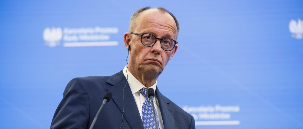 Friedrich Merz bei seinem Besuch in Warschau.