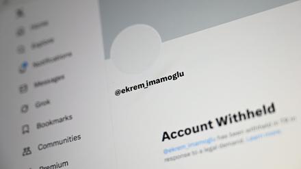 Das Konto von Ekrem Imamoglu bei der Online-Plattform X ist in der Türkei gesperrt. 