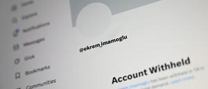 Das Konto von Ekrem Imamoglu bei der Online-Plattform X ist in der Türkei gesperrt. 