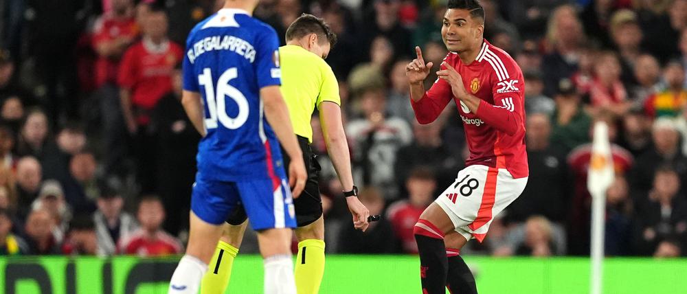 Casemiro (r) erzielte das 2:1 für Manchester United gegen Athletic Bilbao.