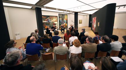 Das NeoQuartet spielte zum Festivalauftakt der Intersonanzen im Minsk unter anderem „In memoriam: Lied der Moorsoldaten“ von Hanning Schröder.