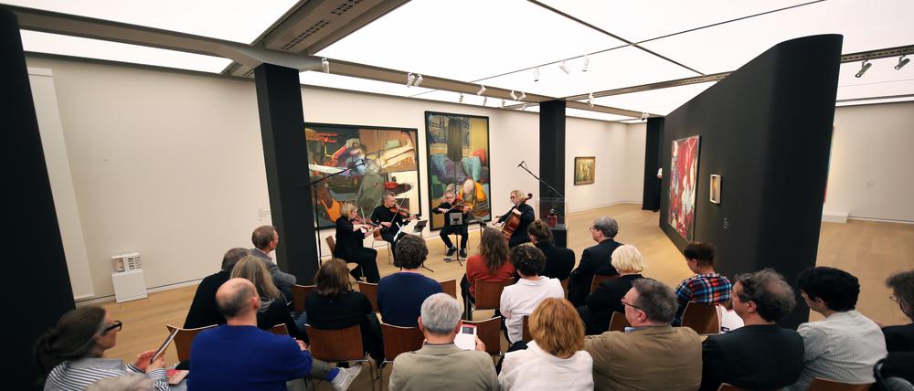 Das NeoQuartet spielte zum Festivalauftakt der Intersonanzen im Minsk unter anderem „In memoriam: Lied der Moorsoldaten“ von Hanning Schröder.