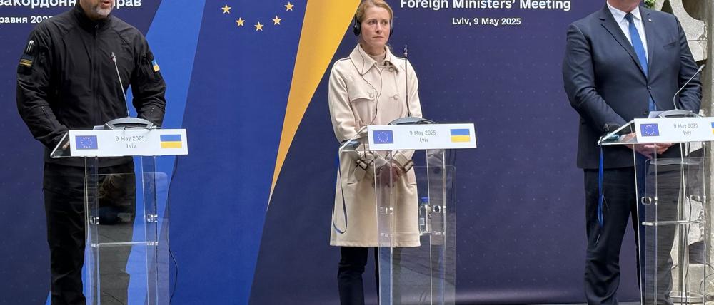 Die EU-Außenbeauftragte Kallas und die Außenminister der EU-Staaten kamen in Lwiw mit Vertretern der Ukraine zusammen.