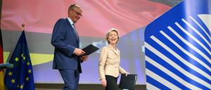 Ursula von der Leyen und Friedrich Merz bei der gemeinsamen Pressekonferenz.