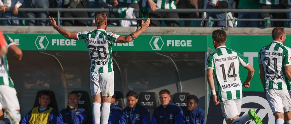 Jorrit Hendrix traf sehr sehenswert für Münster.