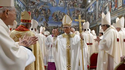 Leo XIV. zelebriert seine erste Messe als Papst in der Sixtinischen Kapelle am 9. Mai.