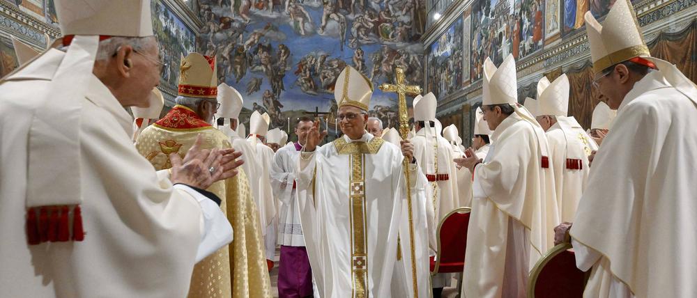 Leo XIV. zelebriert seine erste Messe als Papst in der Sixtinischen Kapelle am 9. Mai.
