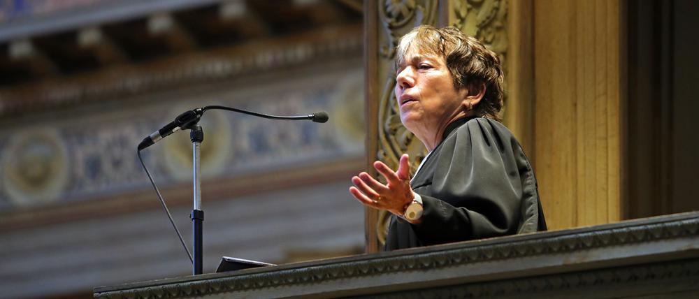 Margot Käßmann, die frühere Ratsvorsitzende der Evangelischen Kirche in Deutschland (EKD), predigte in der Nikolaikirche Potsdam.