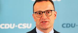 ens Spahn (CDU), Vorsitzender der CDU/CSU-Bundestagsfraktion, gibt bei der Kanzlerwahl im Bundestag ein Statement ab.