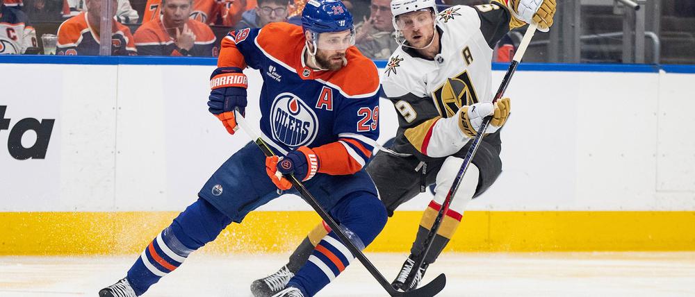 Blieb zum erst zweiten Mal in den Playoffs dieser Saison ohne Torbeteiligung: Leon Draisaitl (l).