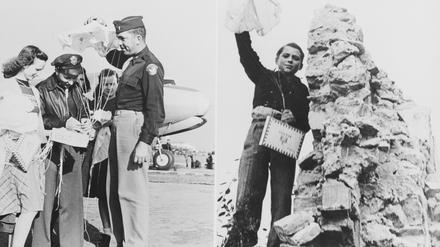 Oktober 1949: Deutsche Jugendorganisationen und amerikanische Piloten basteln kleine Fallschirme mit Süßigkeiten, die sie für Berliner Kinder abwerfen. Als Operation „Little Vittles“ war die Aktion von der US-Air-Force angestoßen worden.