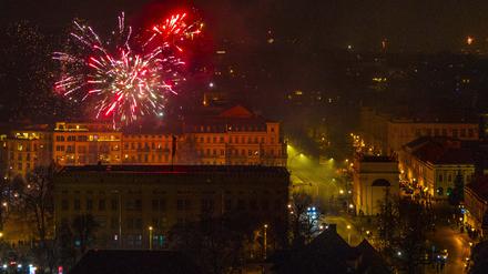 Das Silvester-Feuerwerk über Potsdam.
