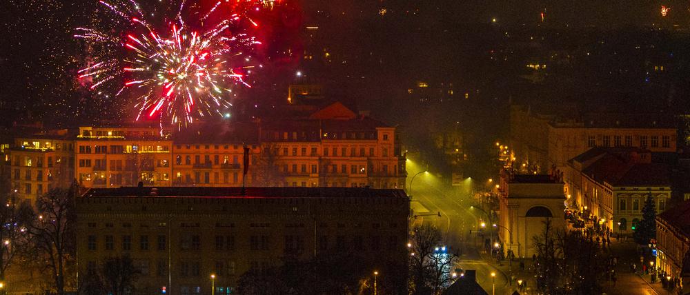 Das Silvester-Feuerwerk über Potsdam.