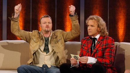 Stefan Raab und Thomas Gottschalk in jungen Jahren bei „Wetten dass …?“ 