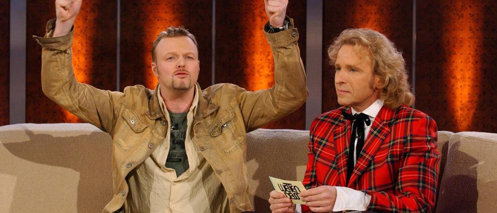 Stefan Raab und Thomas Gottschalk in jungen Jahren bei „Wetten dass …?“ 