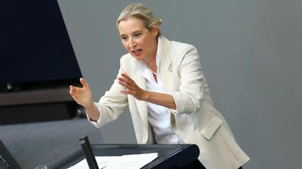 Neue Oppositionsführerin: AfD-Chefin Alice Weidel während ihrer Rede am Mittwoch im Bundestag.