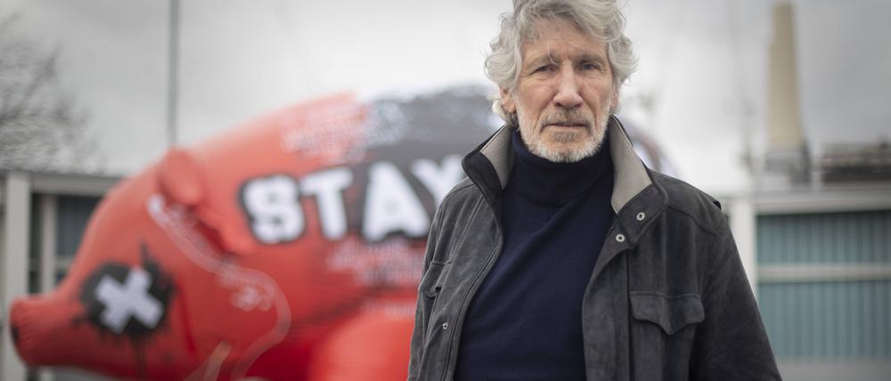 Ex-Pink-Floyd-Sänger Roger Waters vor aufblasbarem Schwein