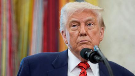 US-Präsident Donald Trump spricht im Weißen Haus zu Journalisten.