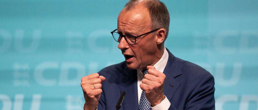 Friedrich Merz spricht auf dem Landesparteitag der Südwest-CDU in Stuttgart.