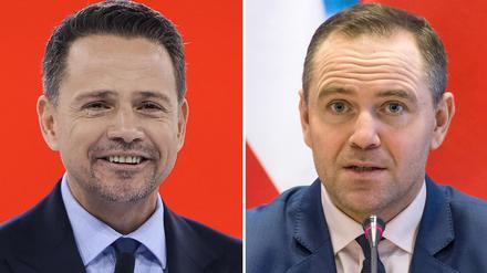 Der Warschauer Oberbürgermeister Rafal Trzaskowski (links) und der Historiker Karol Nawrocki gelten als Favoriten im Rennen um die polnische Präsidentschaft. (Archivbilder)