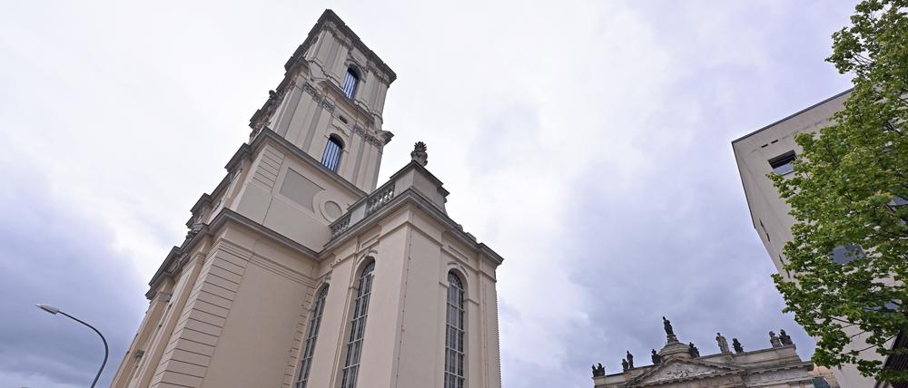 Der Turm der Garnisonkirche an der Breiten Straße in Potsdam.