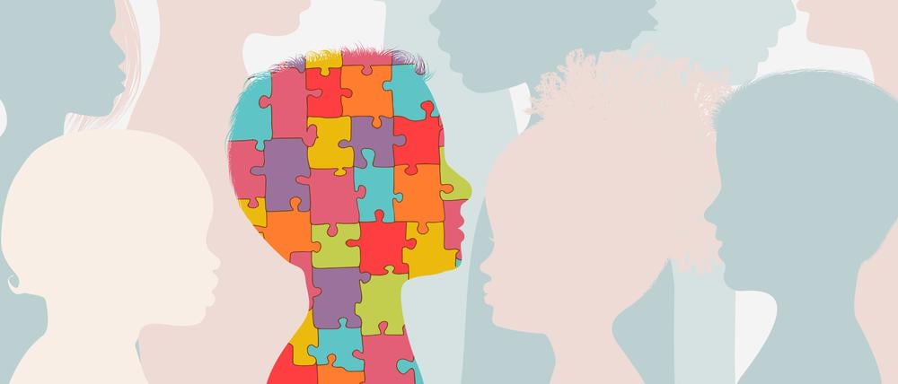 Das autistische Kind in der Grafik besteht aus bunten Puzzleteilen. Sie sollen zeigen, wie vielfältig das autistische Spektrum ist – genau wie seine Ursachen.