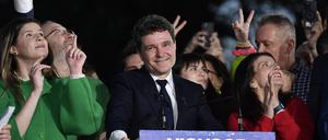 Romania Election Presidential candidate Nicusor Dan speaks to media after polls closed for the second round of the country s presidential election redo in Bucharest, 18 May 2025. Alex Nicodim / Imago Images Copyright: xAlexxNicodimx