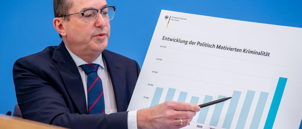 Zum ersten Mal wird die Statistik zur politisch motivierten Kriminalität von Bundesinnenminister Alexander Dobrindt (CSU) vorgestellt. Erhoben wurden die Daten dafür vor seinem Amtsantritt.