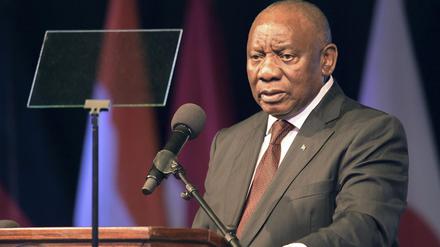 Der südafrikanische Präsident Cyril Ramaphosa bei der Eröffnungssitzung des G20-Außenministertreffens.